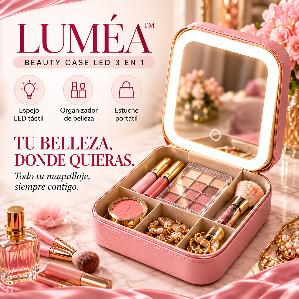 LUMÉA™ | Espejo LED con Organizador